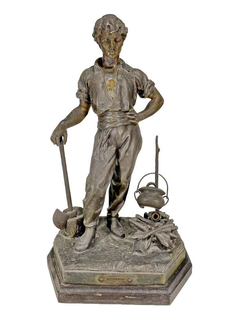 Julien CAUSSE (1869-1909) French Spelter Lamp (1 of 9)
