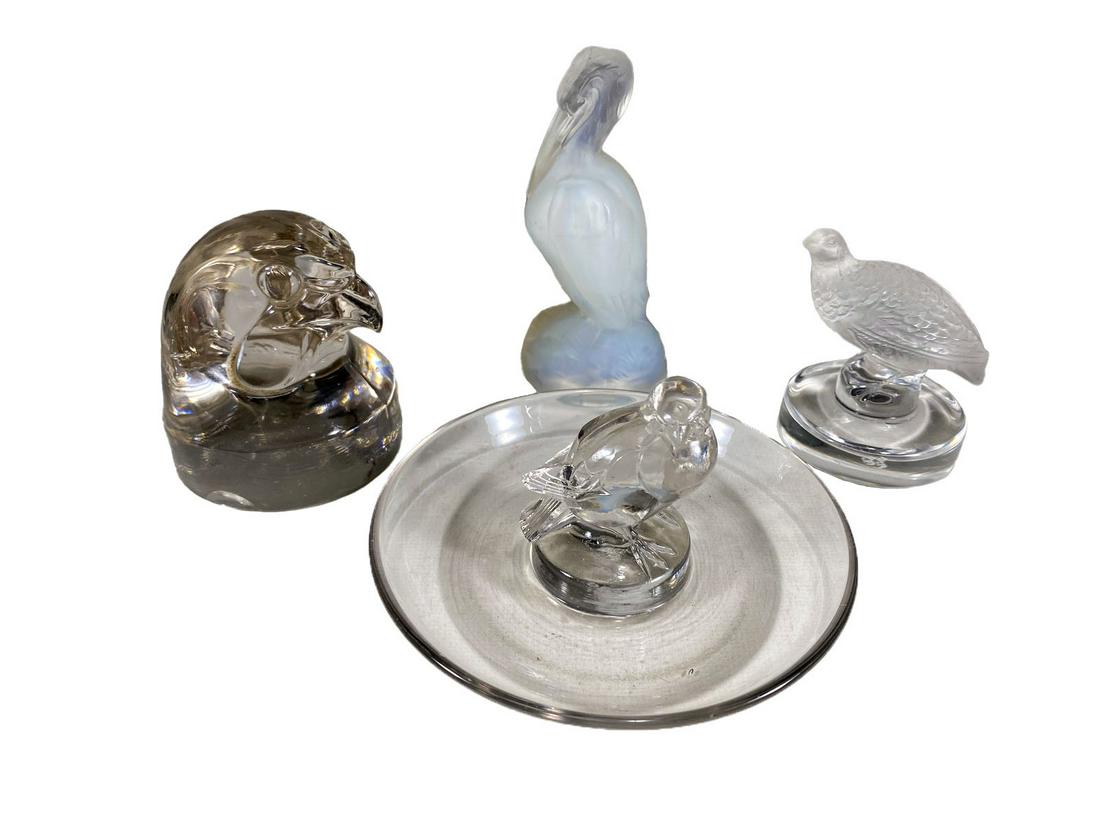 2 French Lalique & 1 Verlys and 1 Rigolleau: 2 French Lalique & 1 Verlys and 1 Rigolleau. Lalique 1: 2 1/2 x 2 in. lalique 2: 2 x 4 1/4 in. Verlys: 4 x 1 7/8 in and rigolleau: 2 5/8 x 2 1/2 in. TO SHIP THIS ITEM IN USA OR INTERNATIONAL, PLEASE C