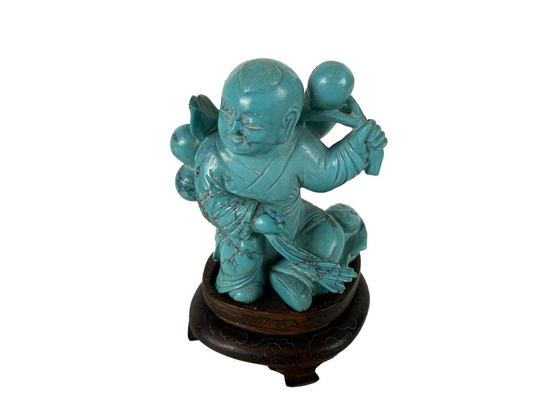 Antique Chinese Carved Turquoise Sculpture (1 of 8)