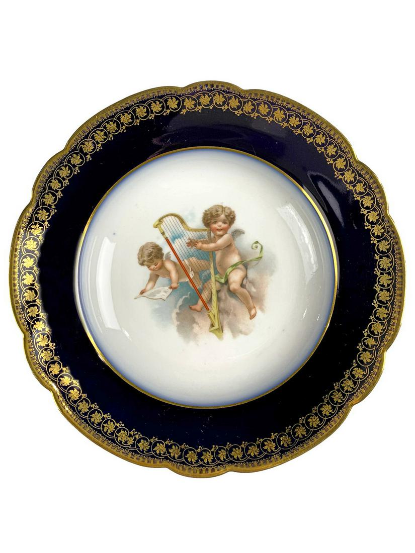 Limoges, France antique porcelain plate: Limoges, France antique porcelain plate. 1 5/8 x 9 1/2 in. TO SHIP THIS ITEM IN USA OR INTERNATIONAL, PLEASE CONTACT THE SHIPPERS : 1) UPS store1937- David Reiser -754-263-0780, auctions1937@gmail.com