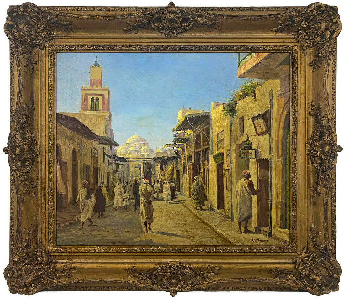 Antique Orientalist oil on canvas, signed (1 of 6)