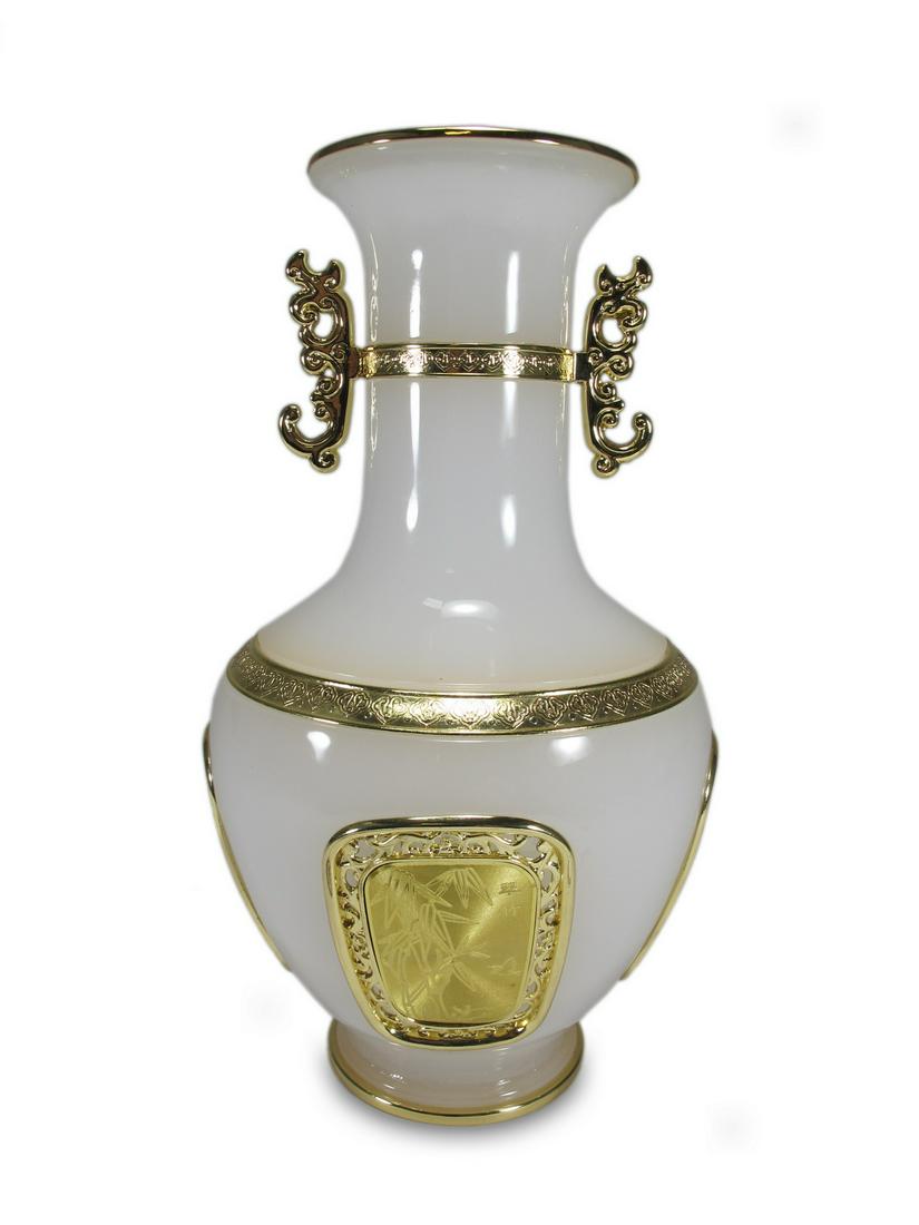 Chinese gilt metal & glass vase (1 of 6)