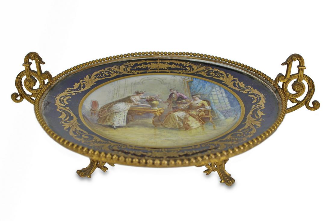 Antique French Sevres porcelain & bronze tray (1 of 6)