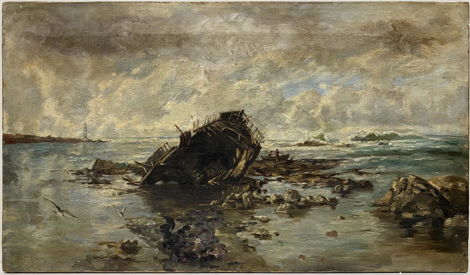 19th C oil on canvas signed E. BALLOY & dated 1892 (1 of 4)