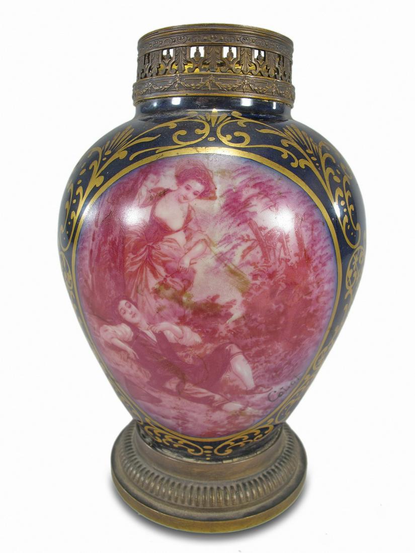 Antique French Limoges porcelain & bronze vase (1 of 7)