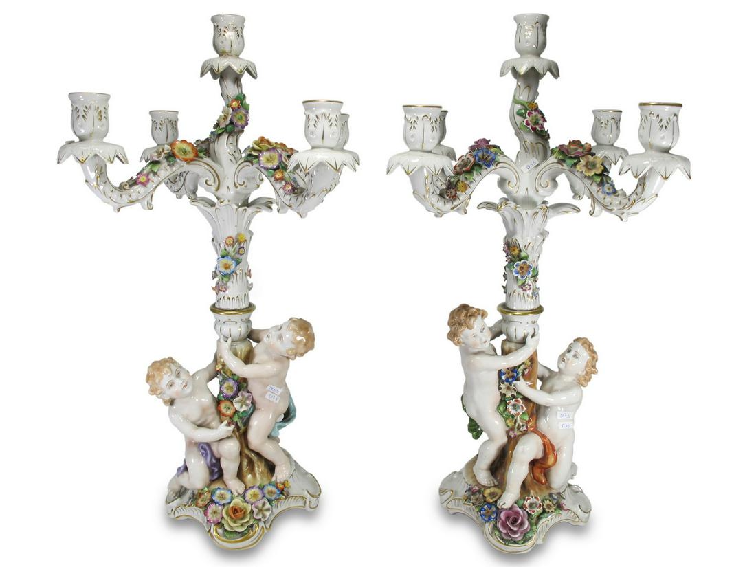 Von Schierholz, Germany pair of porcelain candelabras (1 of 8)