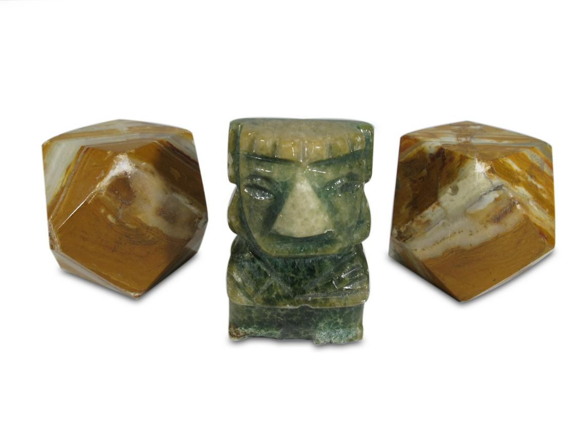 2 Vintage hexagonal onyx & green stone sculpture (1 of 7)