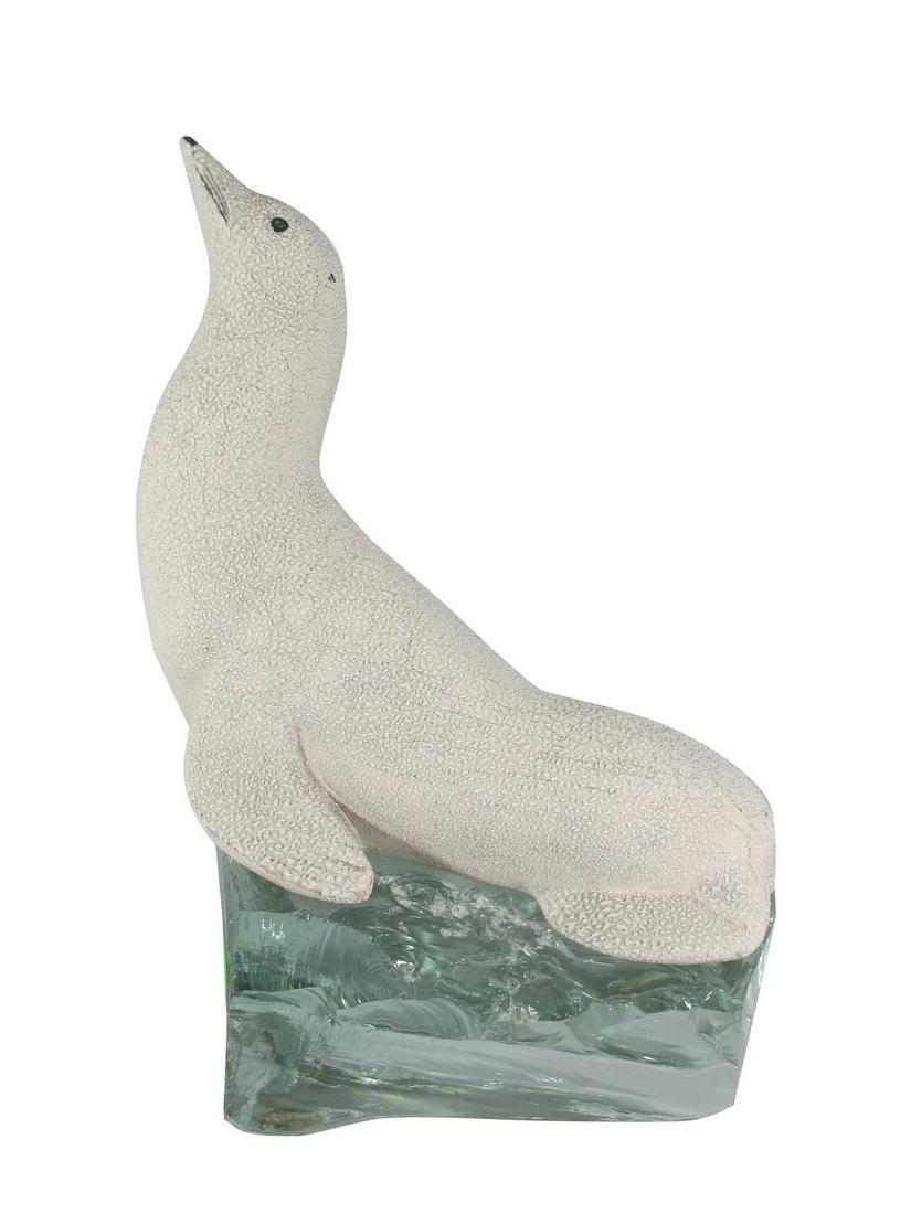 Antique French Sevres porcelain & glass seal sculpture (1 of 7)