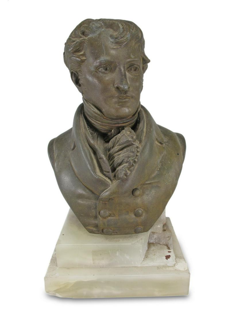 Antique spelter & onyx bust sign. by A. Carrier (1 of 6)