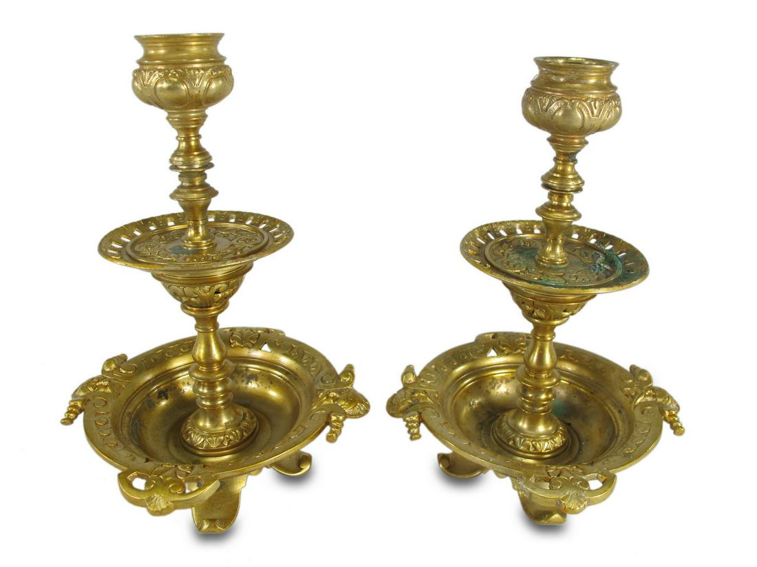 Antique French pair of gilt bronze candle holder Nov 17, 2022