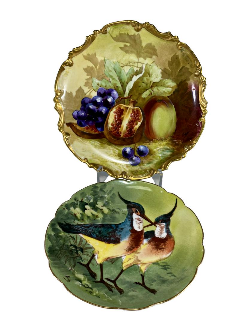 2 Limoges, France porcelain plates, signed (1 of 8)