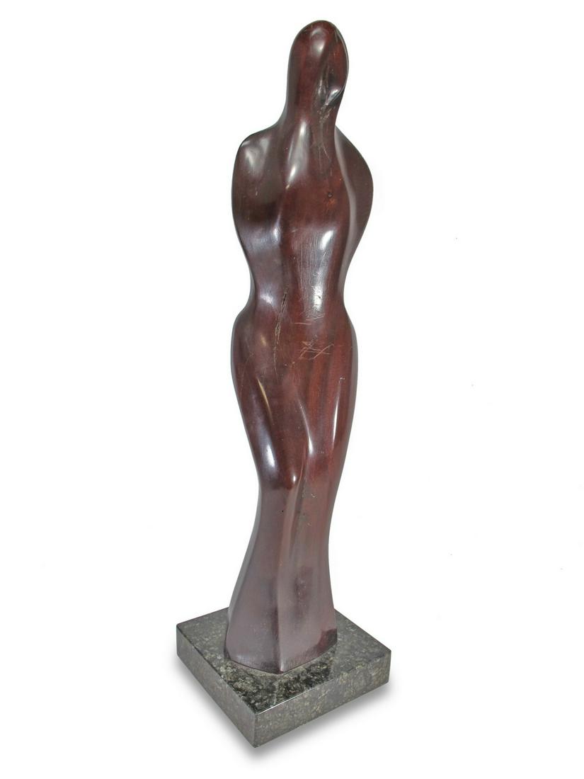 1970 signed Modern carved wood sculpture (1 of 5)