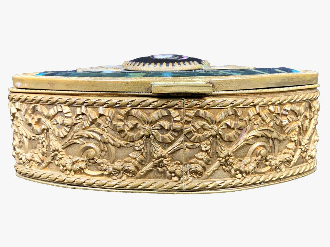 Antique bronze, beveled glass & porcelain box (1 of 6)