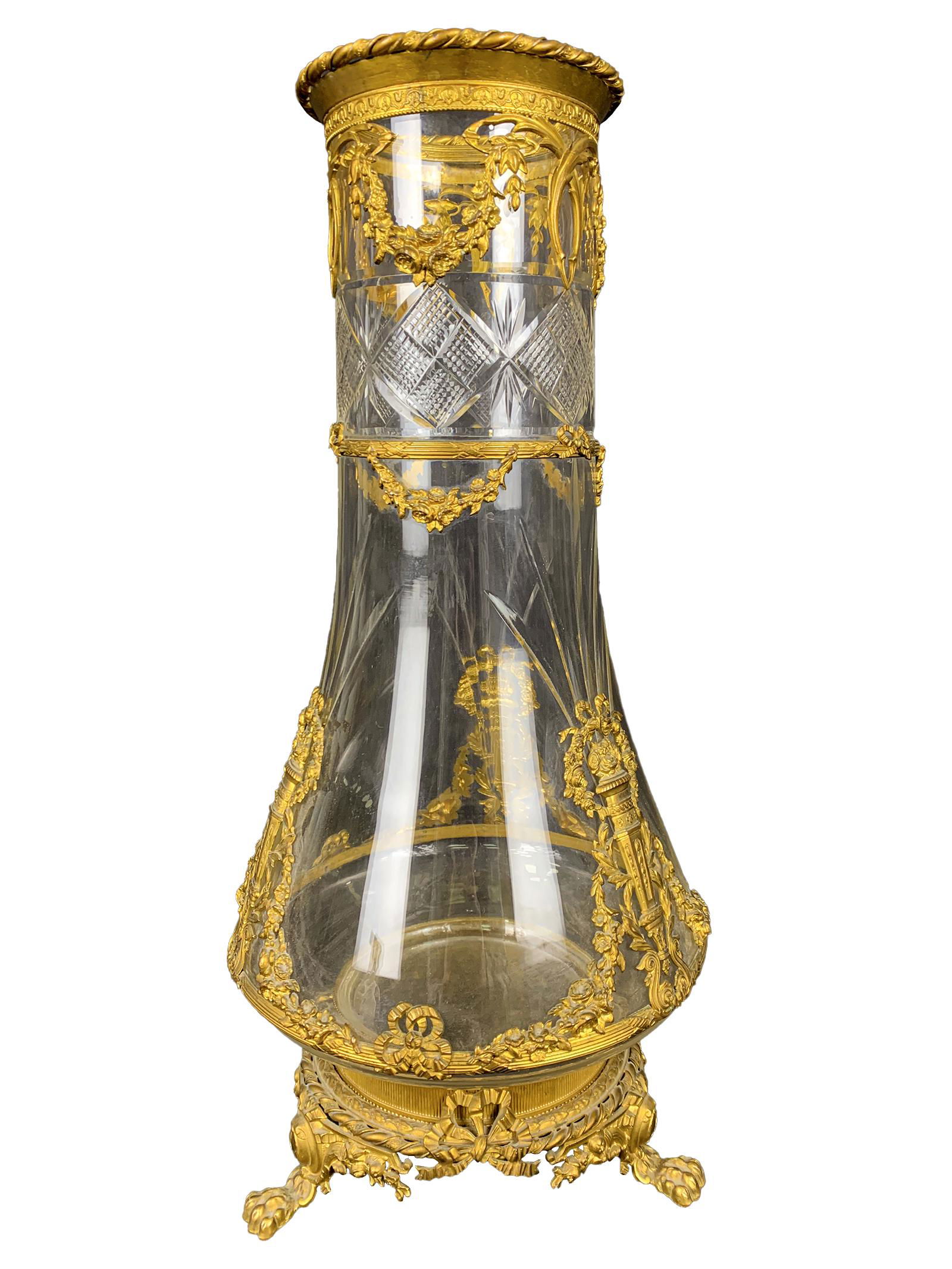 Antique French gilt Bronze & Crystal Vase (1 of 6)