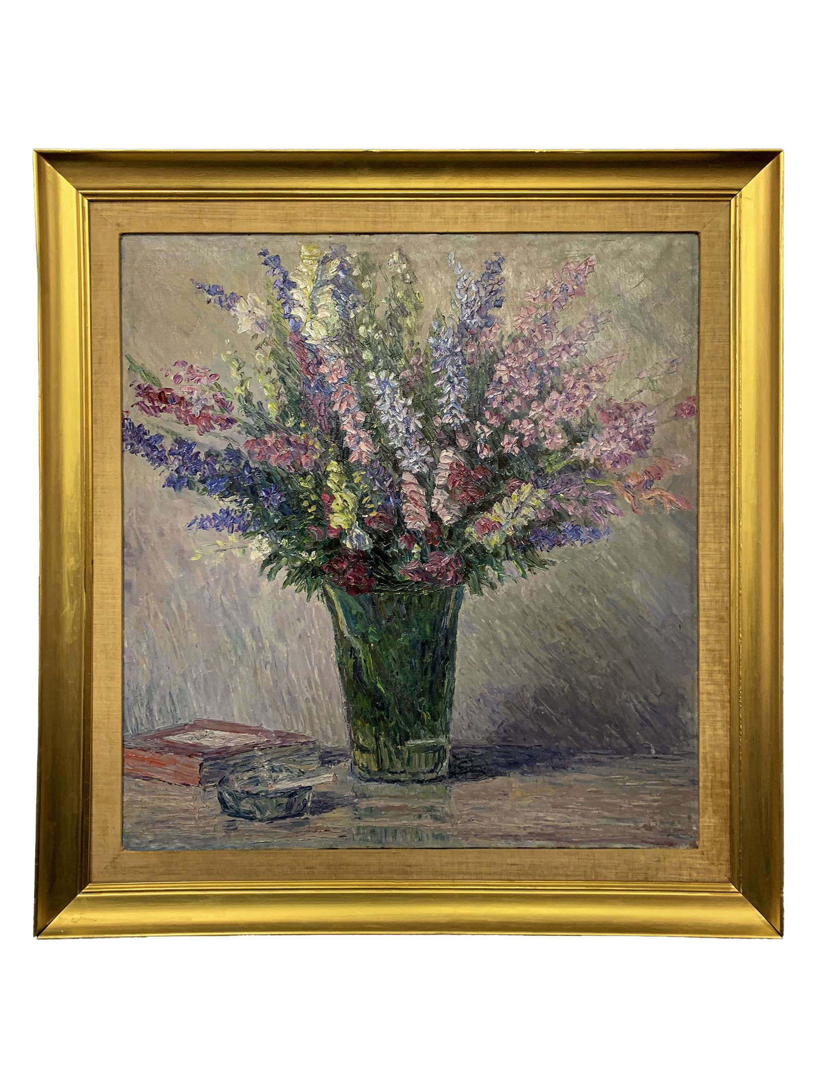 Old European oil on canvas flowers painting: Old European oil on canvas flowers painting. 30 3/4 x 28 5/8 in with frame. 25 1/4 x 23 5/8 in without frame. TO SHIP THIS ITEM IN USA OR INTERNATIONAL, PLEASE CONTACT THE SHIPPERS : 1) UPS store1937-