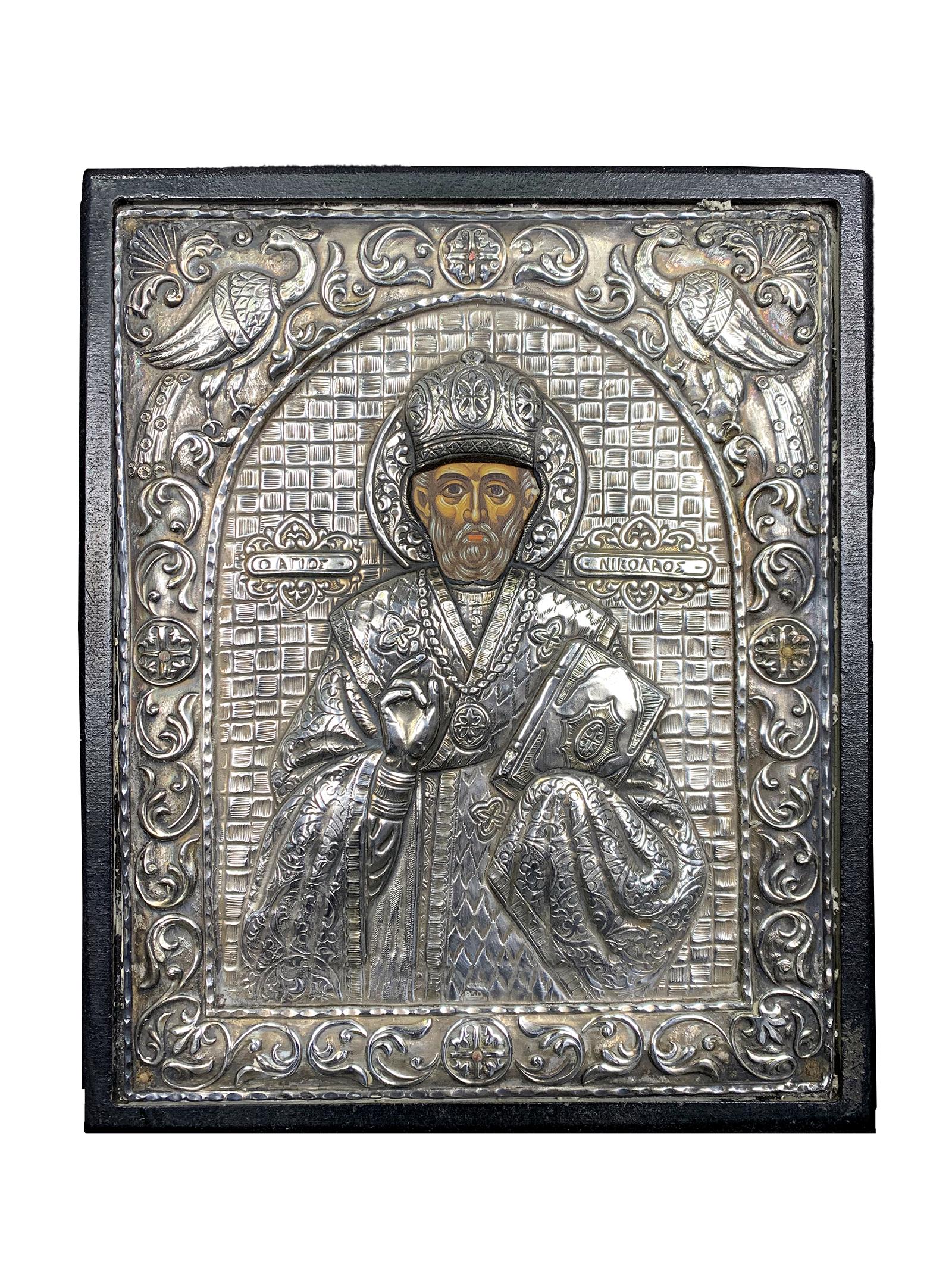 Greek Bizantine 950 Silver Religious Image, framed (1 of 6)