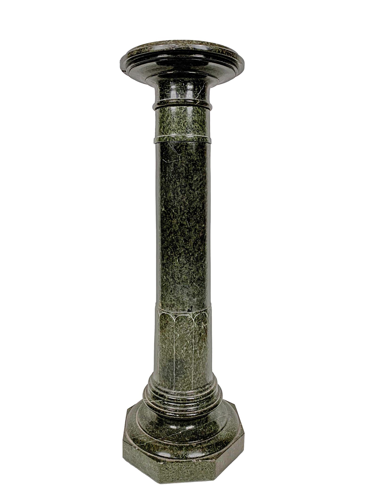 Antique Tall Green Marble Pedestal (1 of 10)