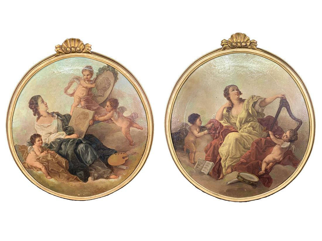 Antique European pair of oil on canvas paintings (1 of 8)