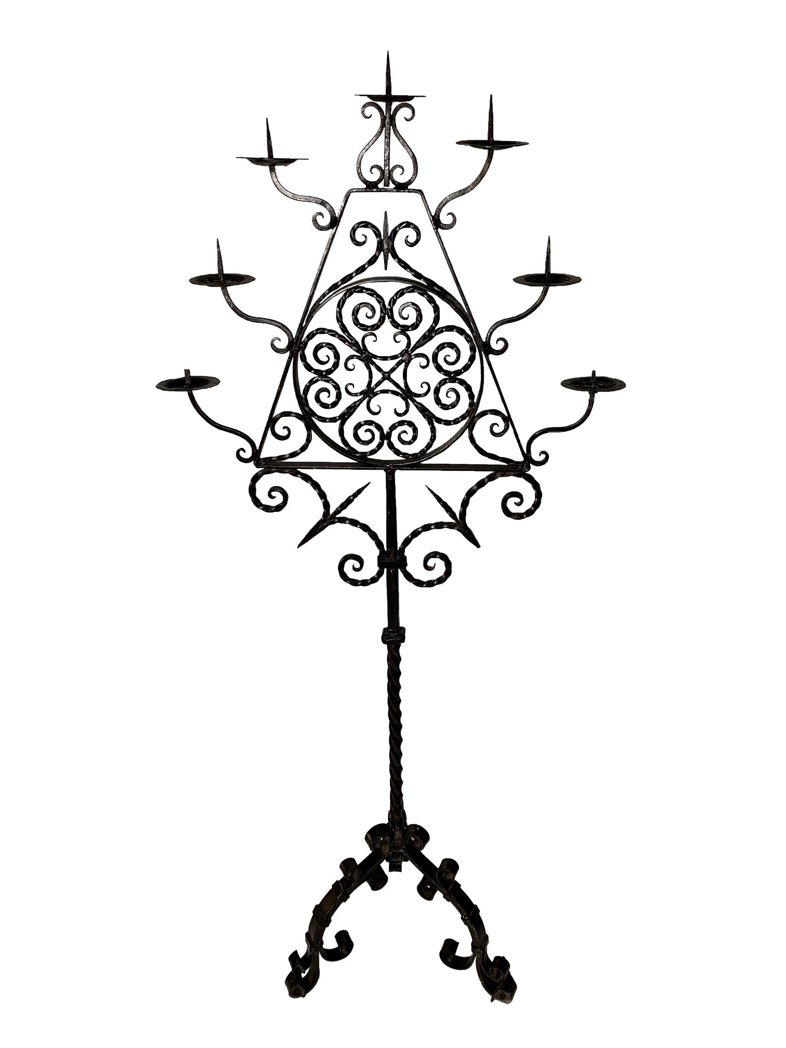 Antique large cast iron 7 candles candlestick (1 of 9)