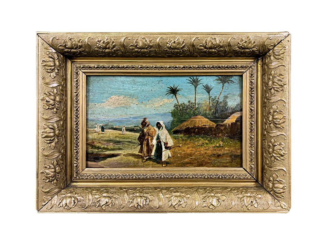Antique Orientalist oil on board painting (1 of 3)