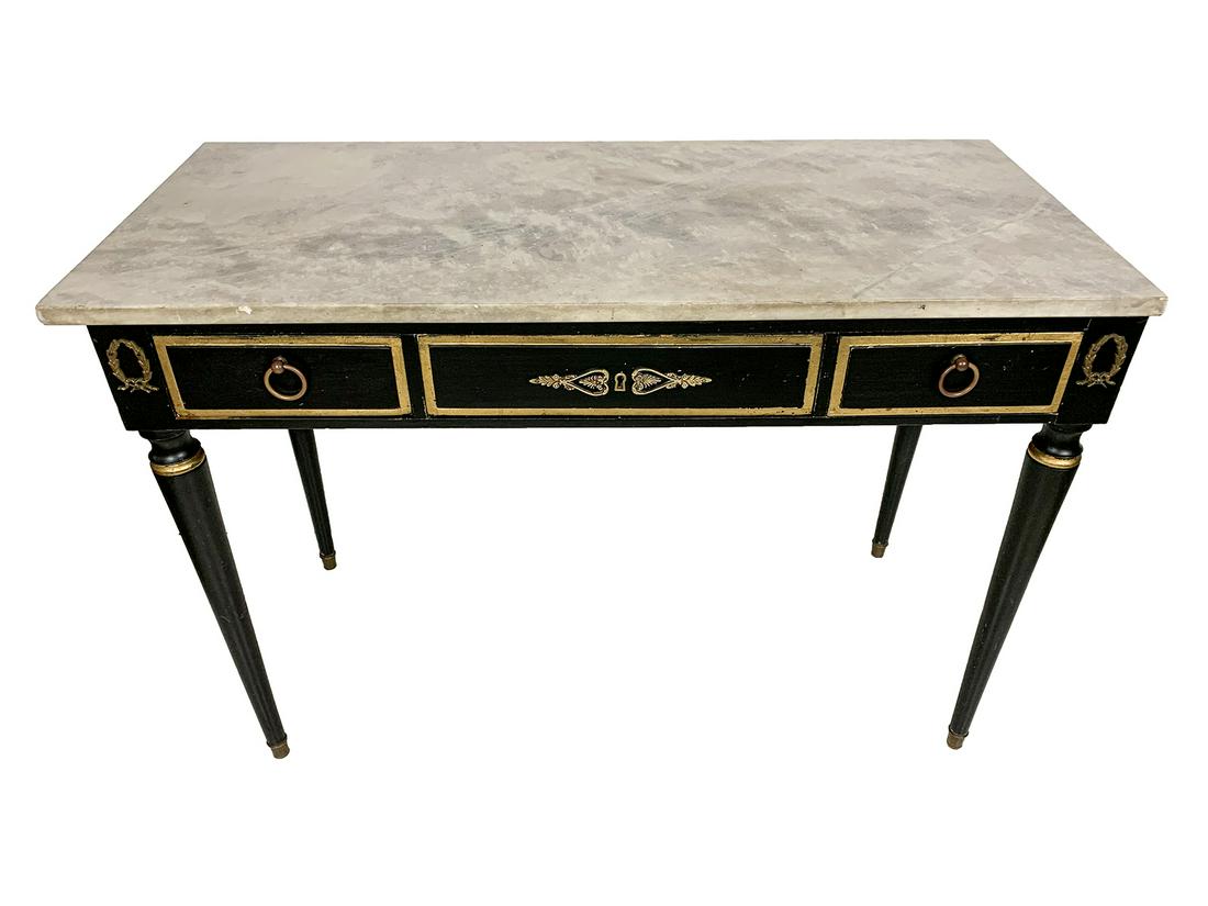Antique English marble top desk & bronze details (1 of 6)