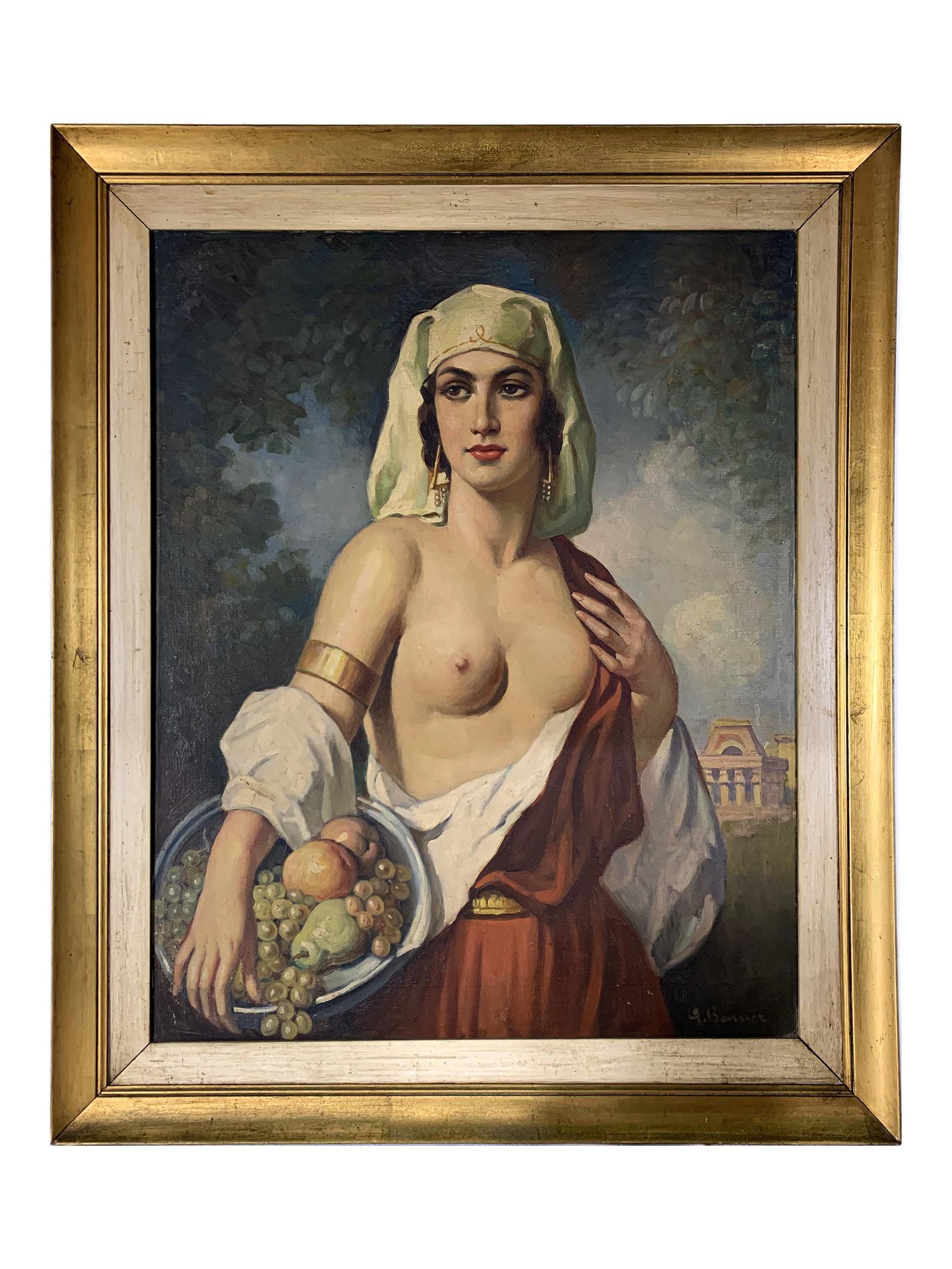 Signed G. BENNER oil on canvas nude painting: Signed G. BENNER oil on canvas nude painting. 36 1/2 x 30 1/2 in with frame. 30 x 24 in without frame. TO SHIP THIS ITEM IN USA OR INTERNATIONAL, PLEASE CONTACT THE SHIPPERS : 1) UPS store1937- David 