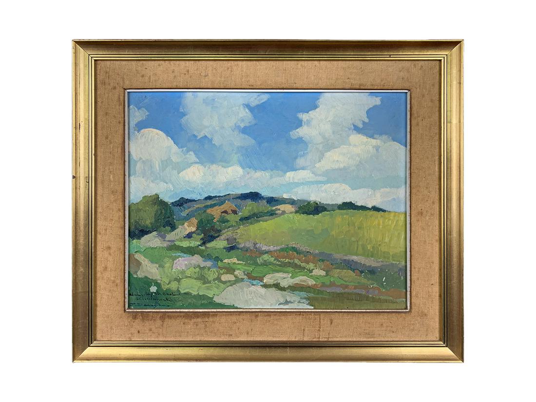 Antique European oil on cardboard, signed (1 of 4)