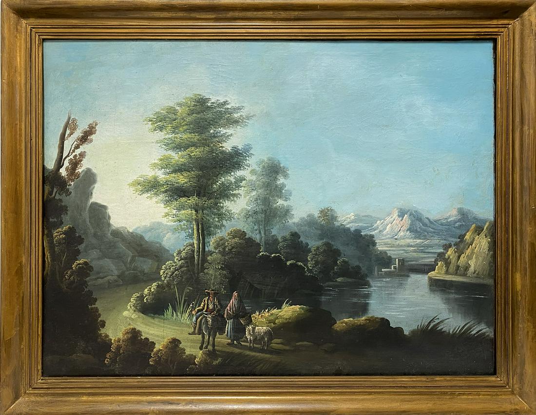 19th C European oil on canvas, illegible signature (1 of 5)