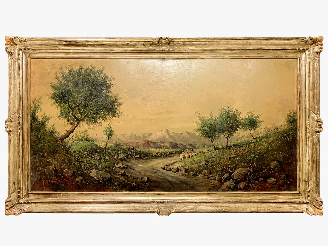 Signed Viani oil on canvas landscape painting (1 of 7)