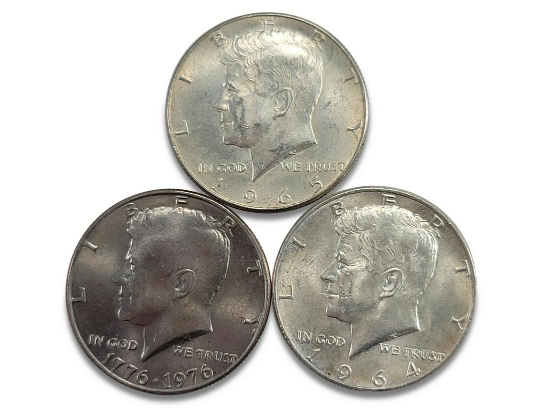 1951, 1953 & 1954 US Franklin silver half dollar coins (1 of 4)