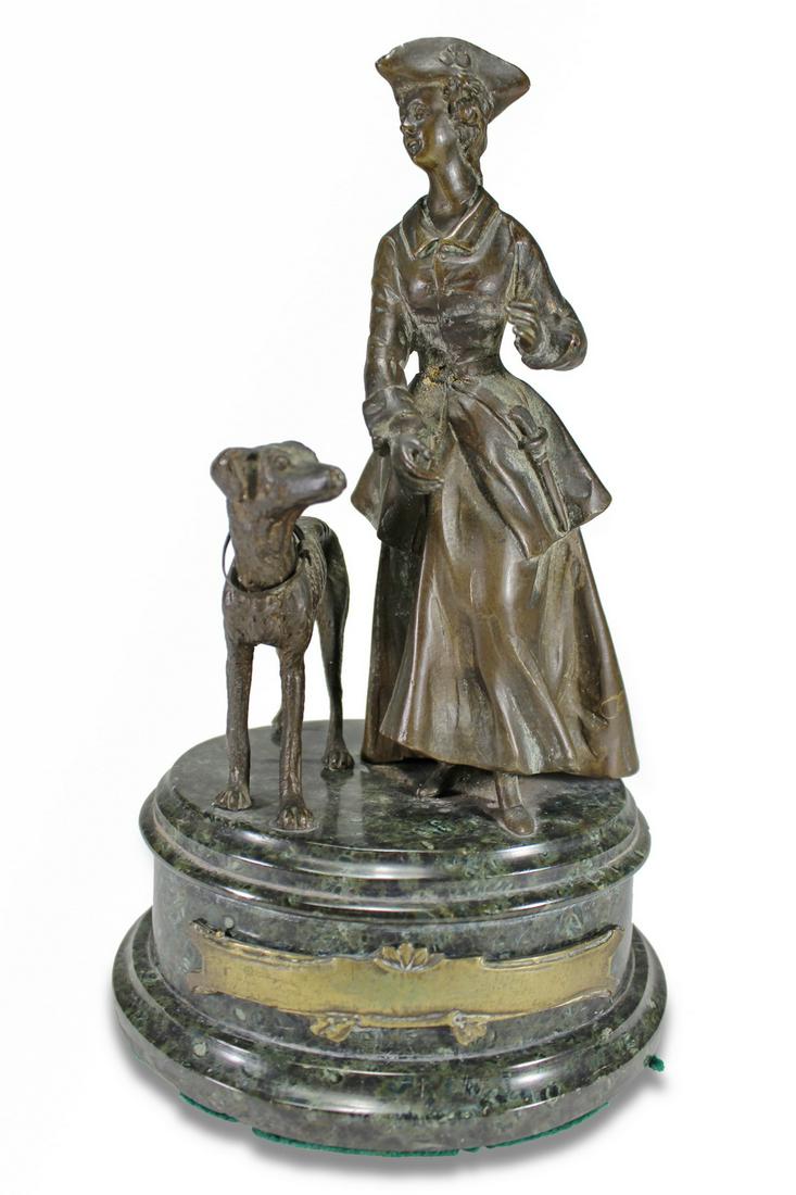 Antique French bronze & marble sculpture, unsigned (1 of 6)