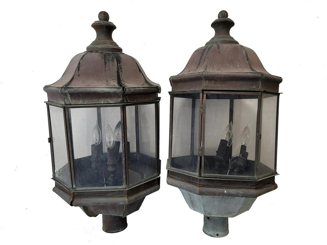 Vintage pair of brass post lanterns (1 of 8)