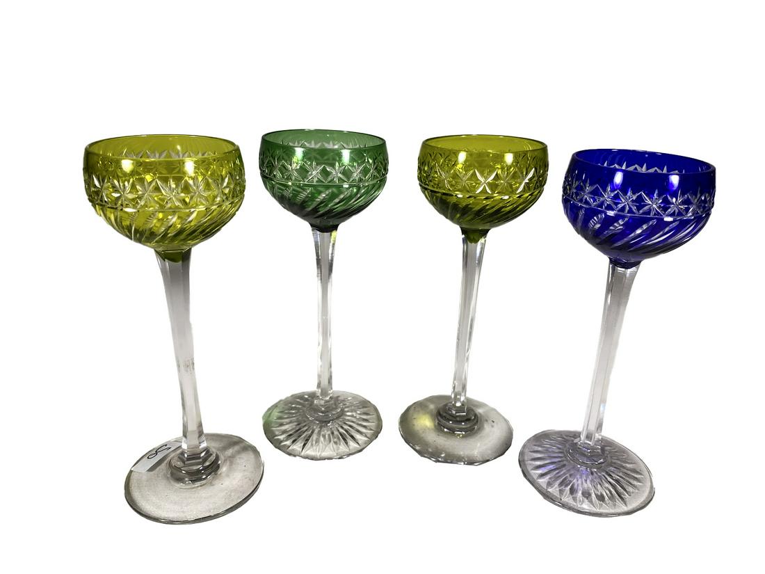 4 Vintage French Colored Crystal Glasses (1 of 4)