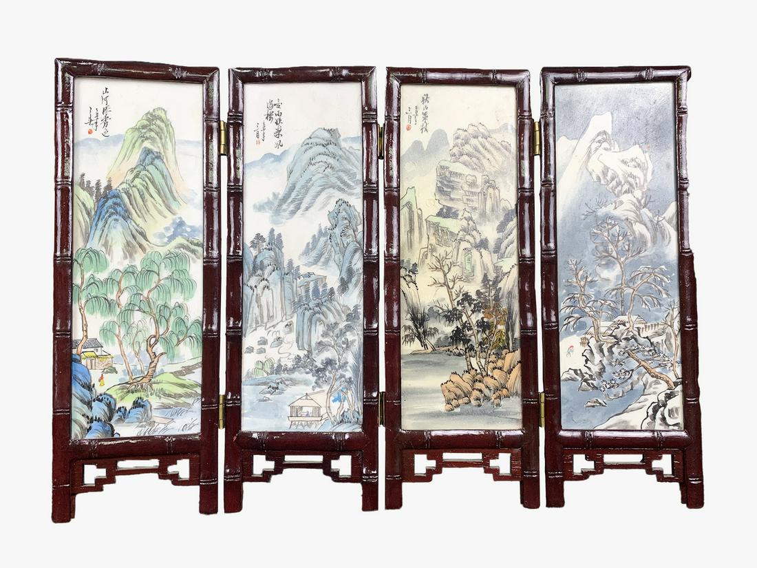 Vintage Chinese Porcelain & Wood Miniature Screen (1 of 16)