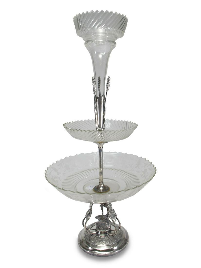 Reed & Barton silverplate & glass centerpiece (1 of 7)