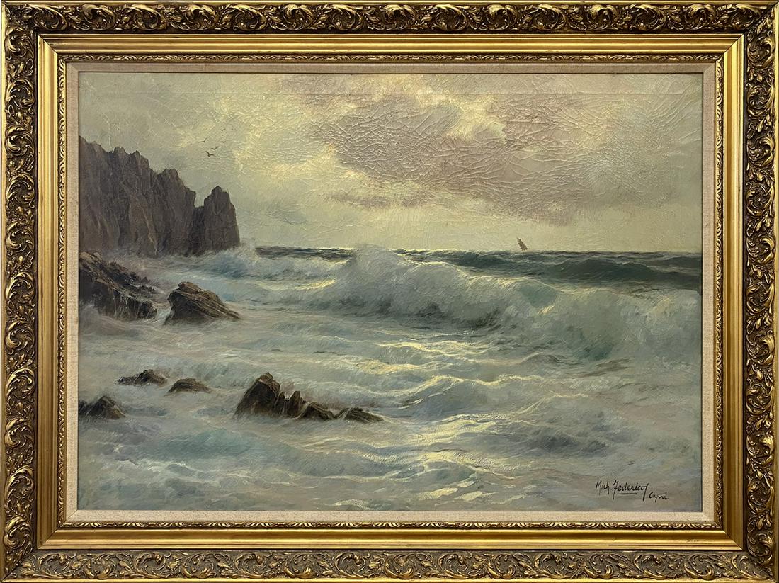 Michele FEDERICO (1884-1966) Italian seascape oil on canvas (1 of 7)