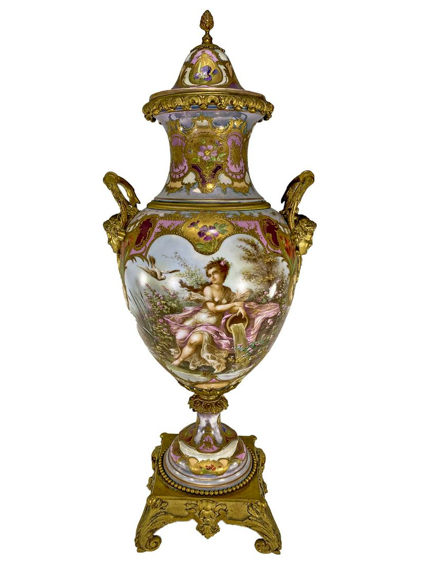 Antique French Sevres Porcelain & Bronze Urn (1 of 13)