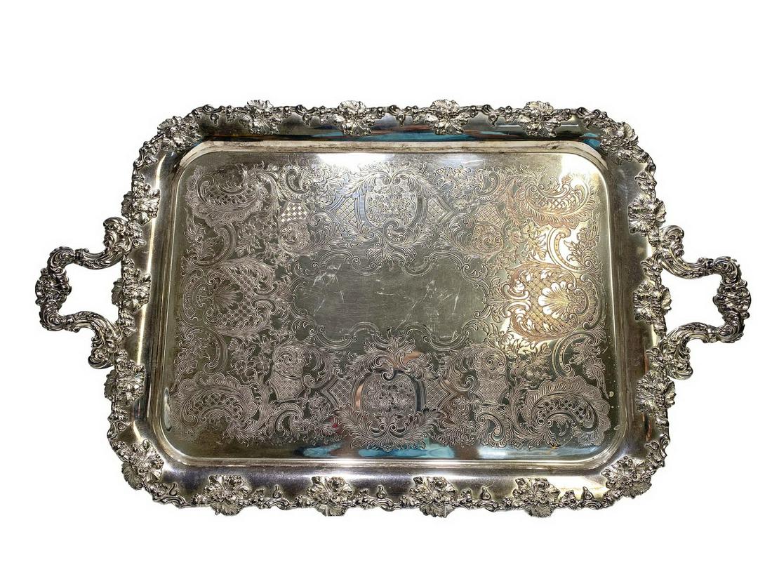 Antique English Silverplate Large Tray (1 of 4)