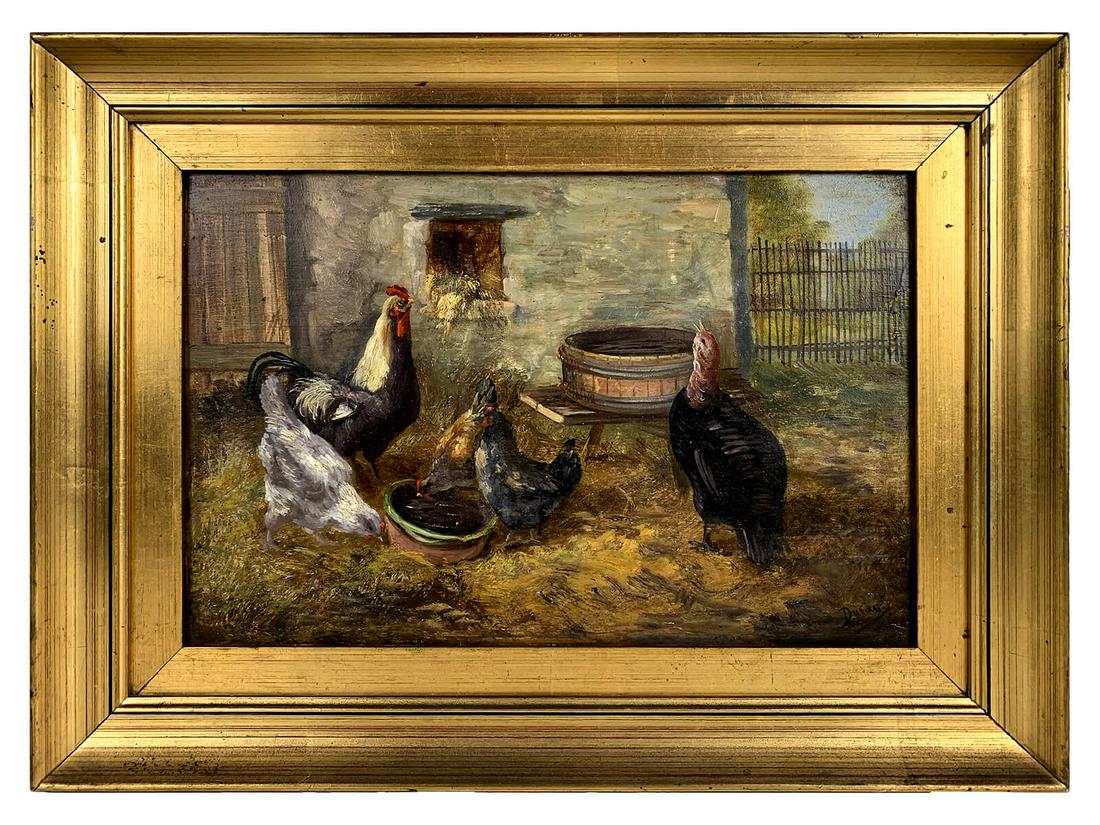 Signed Durant Antique European oil on wood painting: Signed Durant Antique European oil on wood painting. 15 3/8 x 21 1/8 in including frame. 10 3/8 x 16 1/8 in without frame. TO SHIP THIS ITEM IN USA OR INTERNATIONAL, PLEASE CONTACT THE SHIPPERS : 1) U