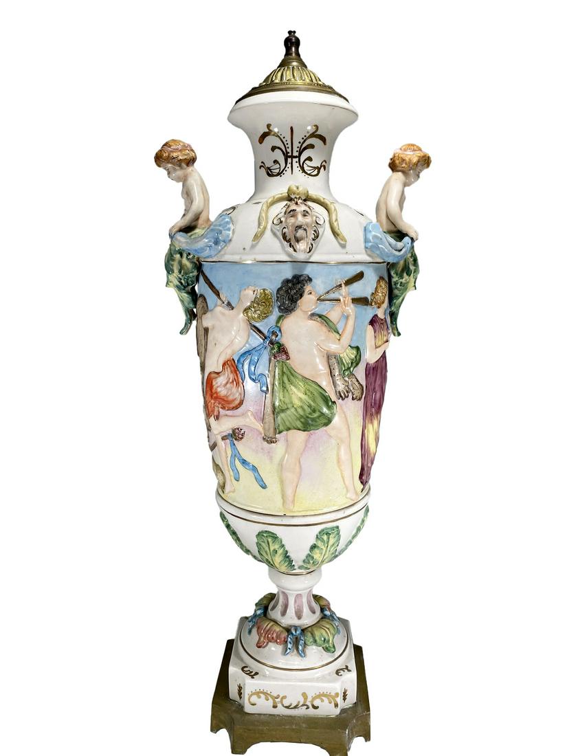 Probably Capodimonti Large Porcelain Urn (1 of 8)