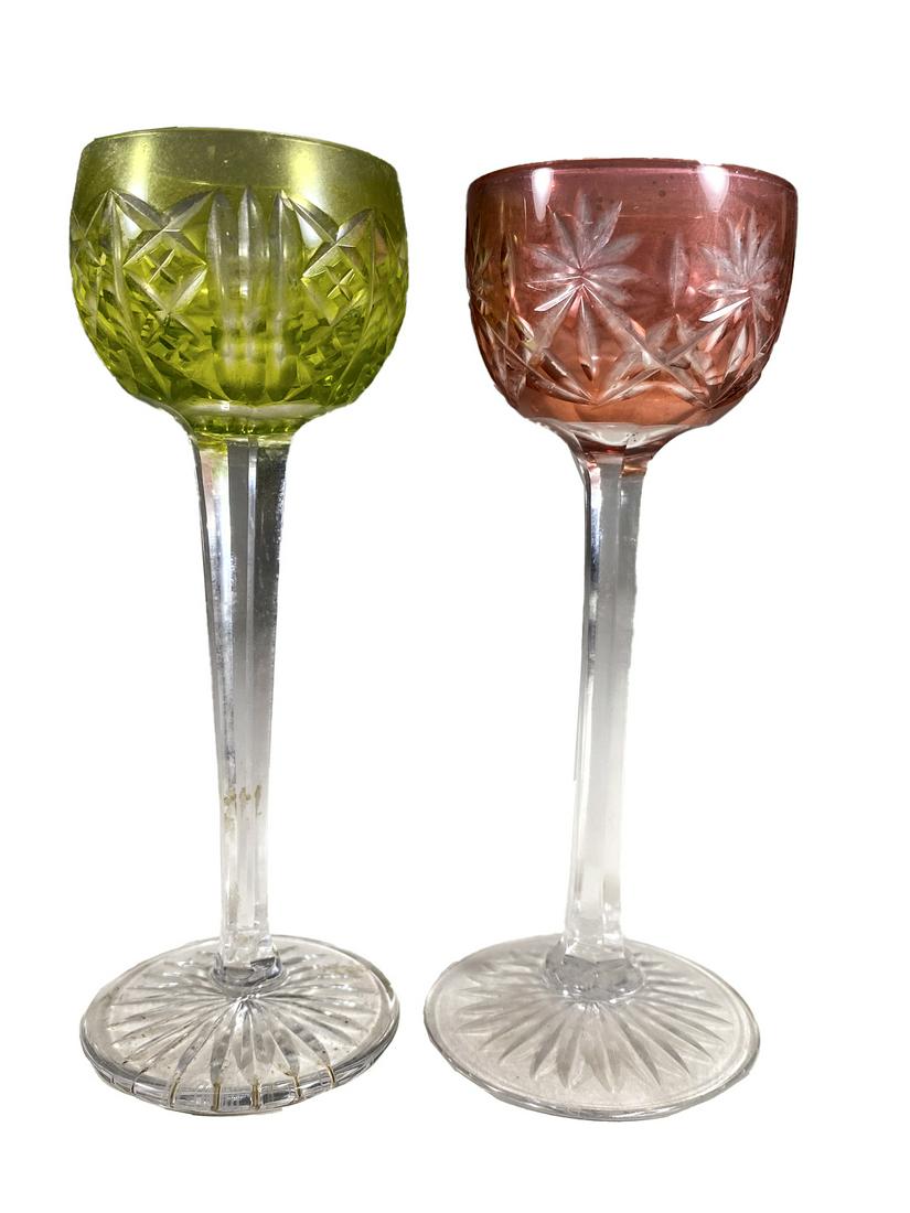 2 Vintage French Colored Crystal Glasses (1 of 7)