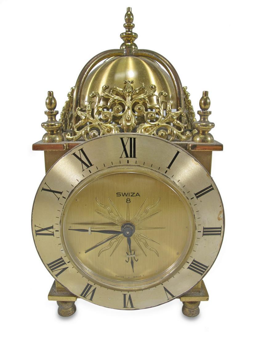 Vintage Brass Swiza 8 Day Travel Alarm Clock (1 of 4)