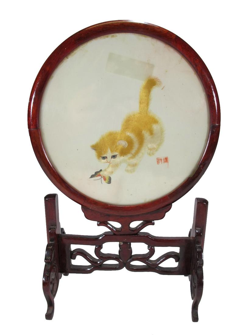 Chinese double side silk embroidery rotating panel (1 of 8)