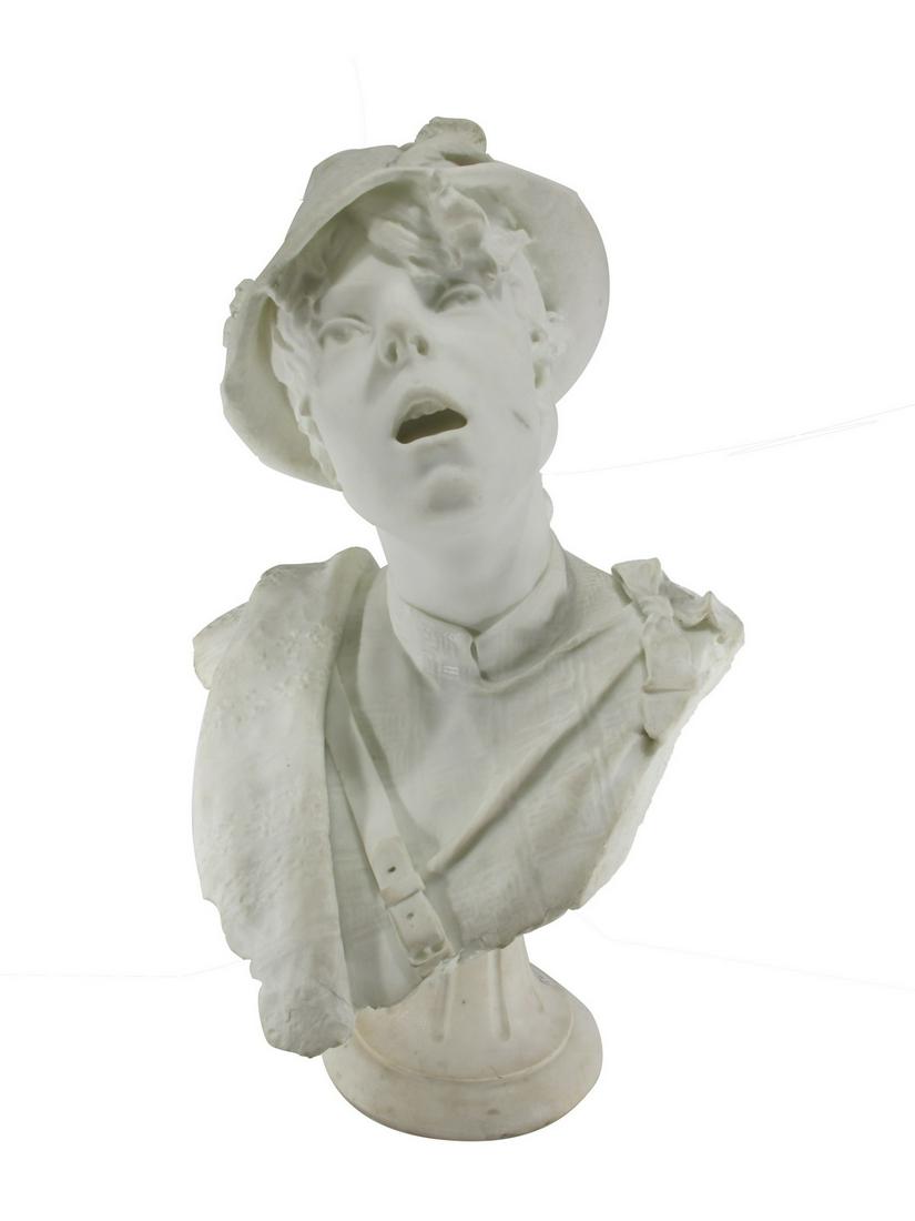 Antique carrara marble bust, signed V. NOVI (1 of 7)