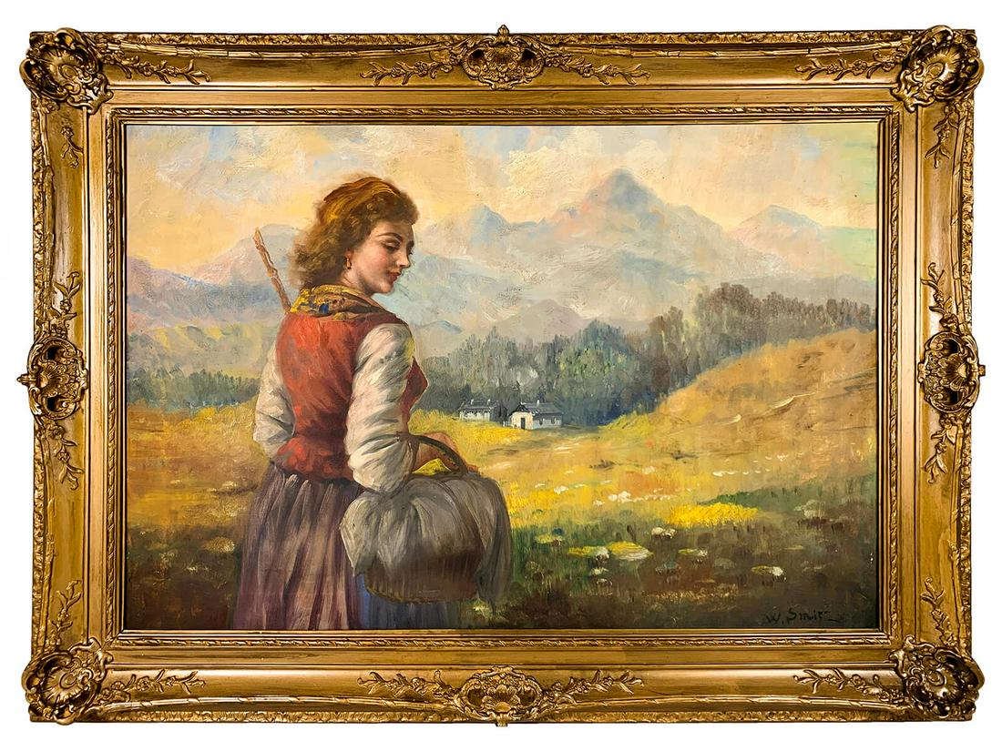 Signed W. SMIT antique oil on canvas painting (1 of 7)