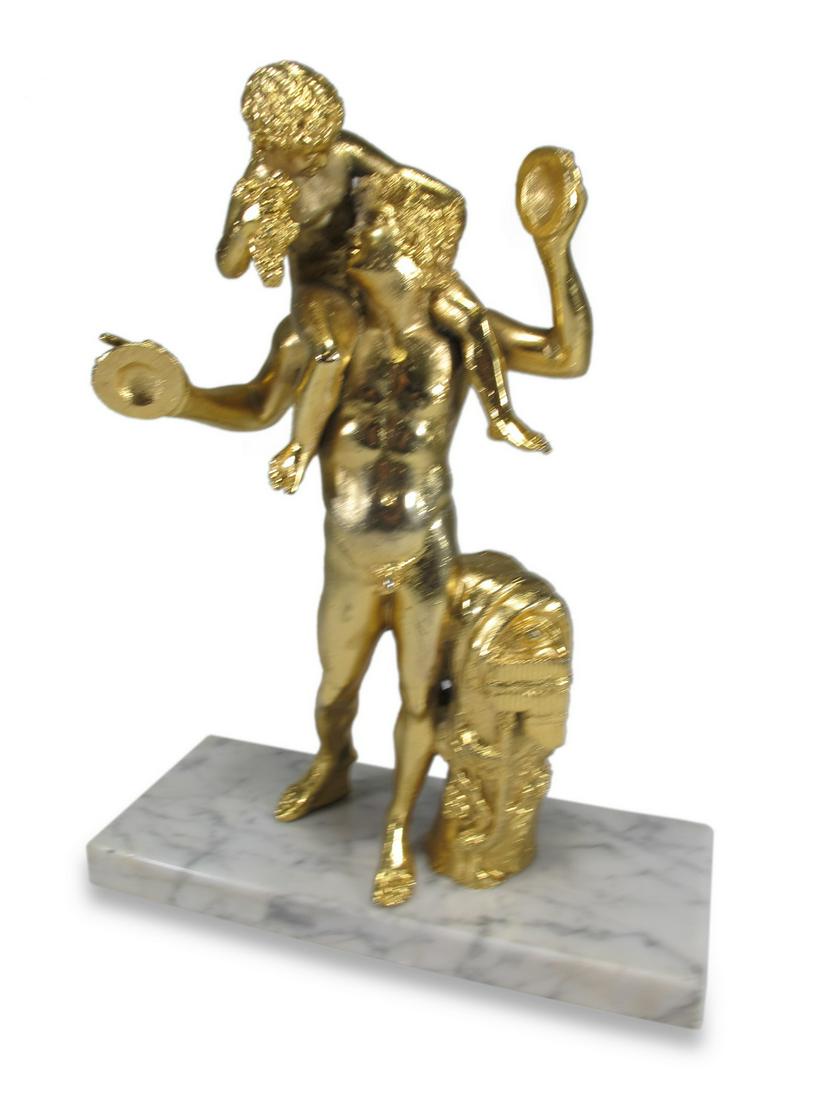 Antique European gilt bronze & marble statue (1 of 6)