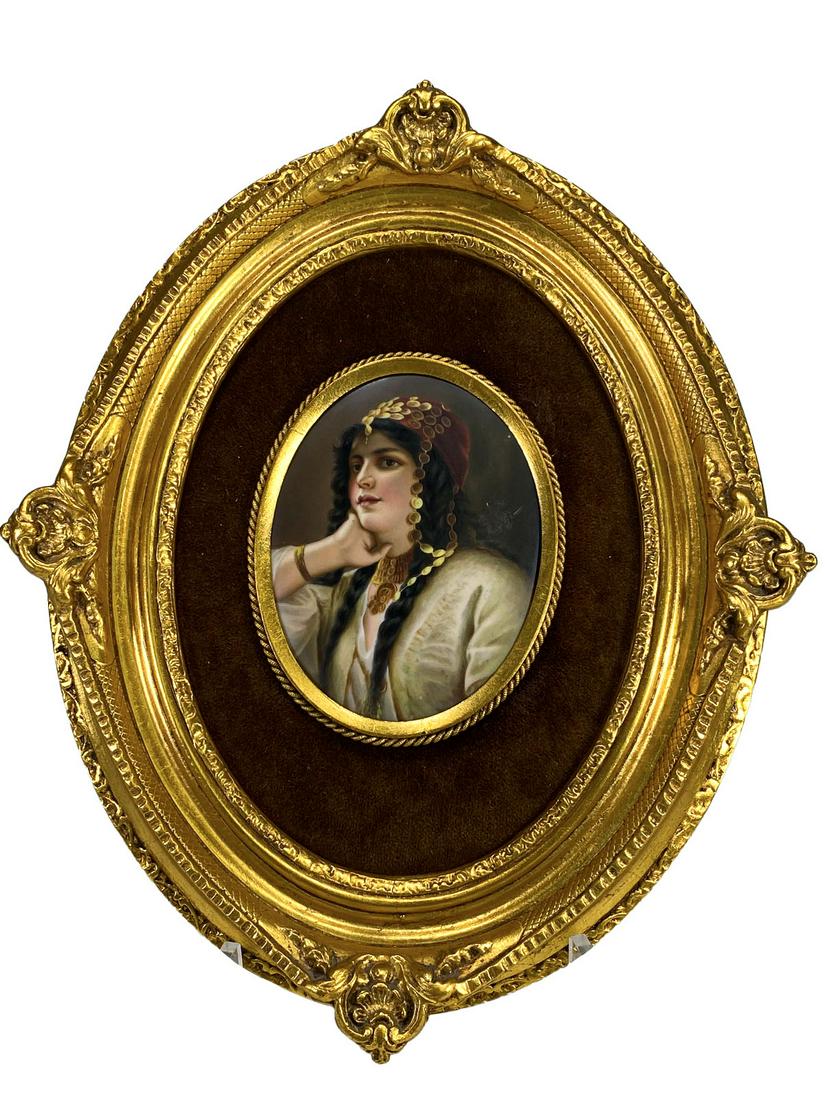 Antique French Porcelain Framed Plaque (1 of 3)