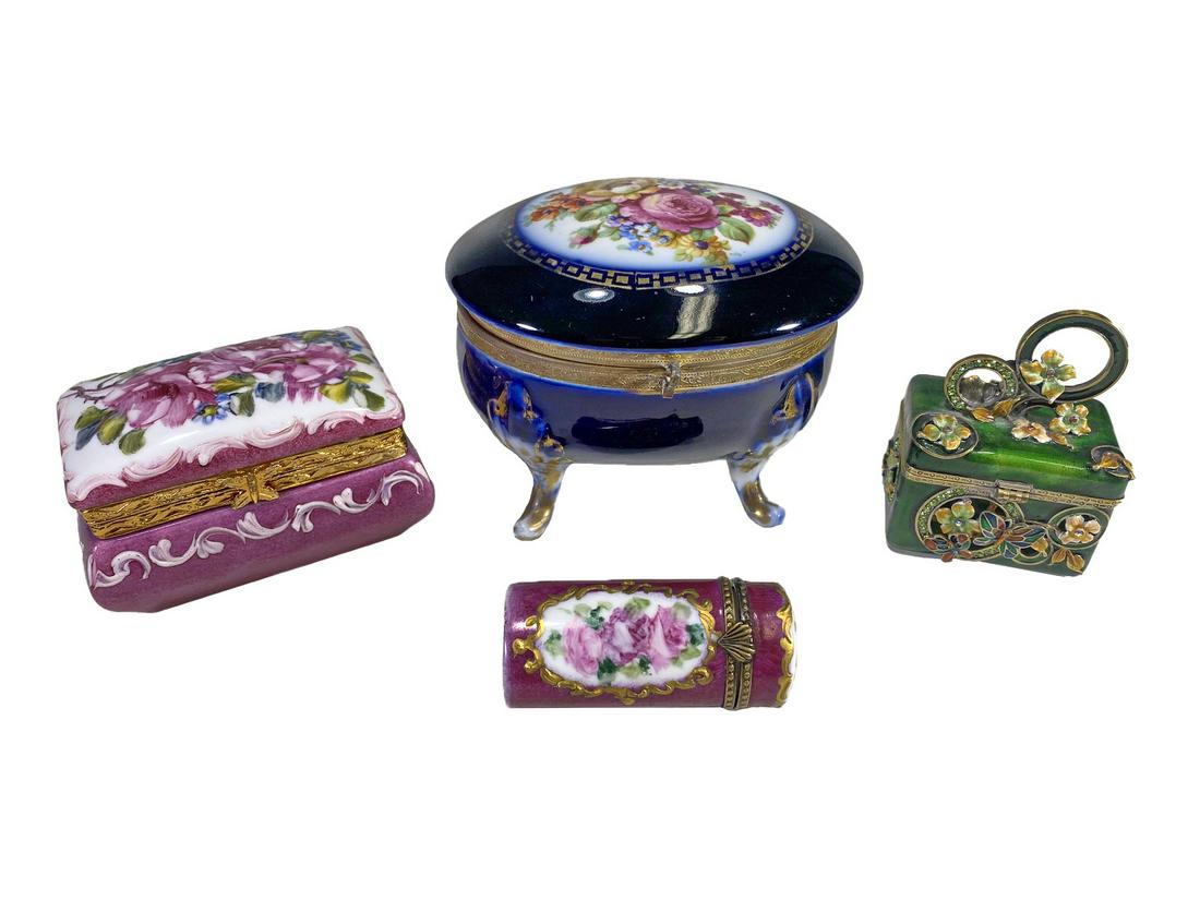 Set of 4 Porcelain & Enamel Boxes (1 of 16)