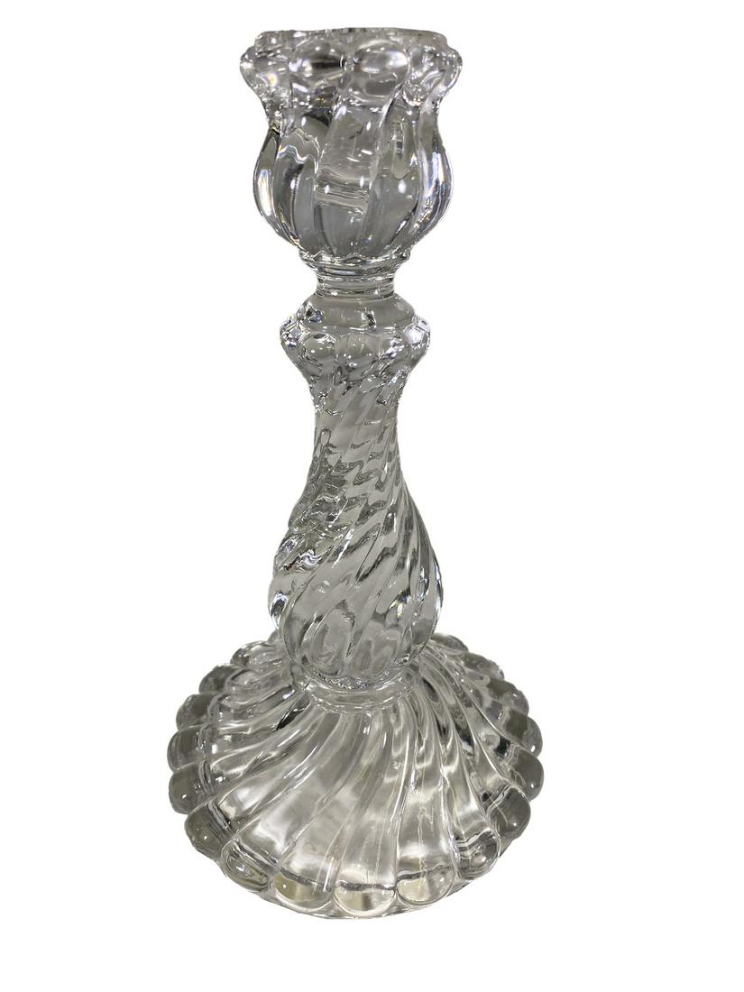 Probably Baccarat Glass Candle Holder: Probably Baccarat Glass Candle Holder. 8 3/4 x 4 3/4 in. TO SHIP THIS ITEM IN USA OR INTERNATIONAL, PLEASE CONTACT THE SHIPPERS : 1) UPS store1937- David Reiser -754-263-0780, auctions1937@gmail.com, 