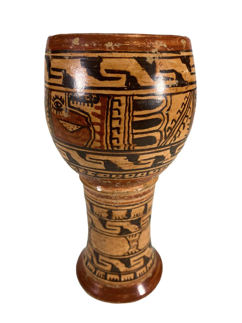 Pre Colombian Peruvian Ceramic Huaco reverse cup (1 of 4)